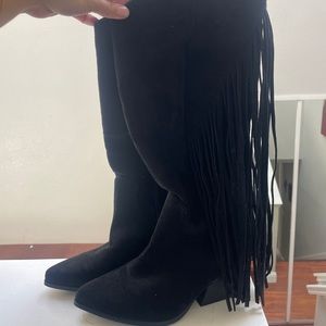 Fringe mid black boots. Worn once.